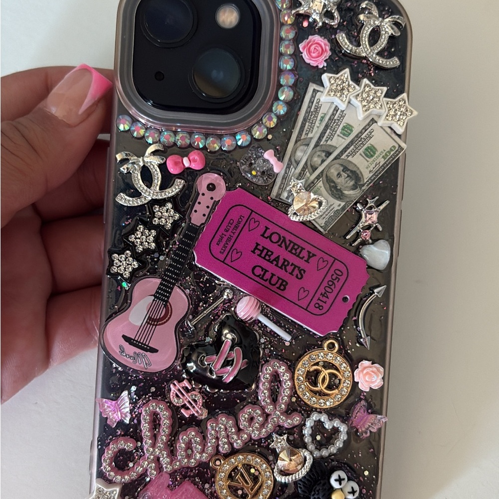 Decorative Phone Case with Pink and Black Accents